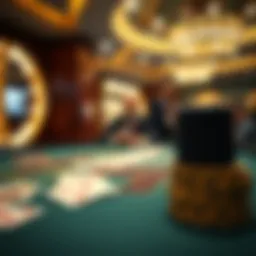 Baccarat gaming table with cards