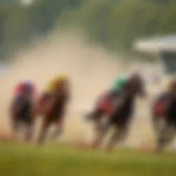 Thoroughbred racing action on the track