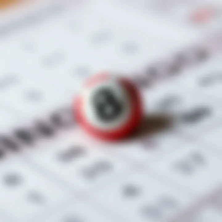 A close-up of a bingo marker on a card