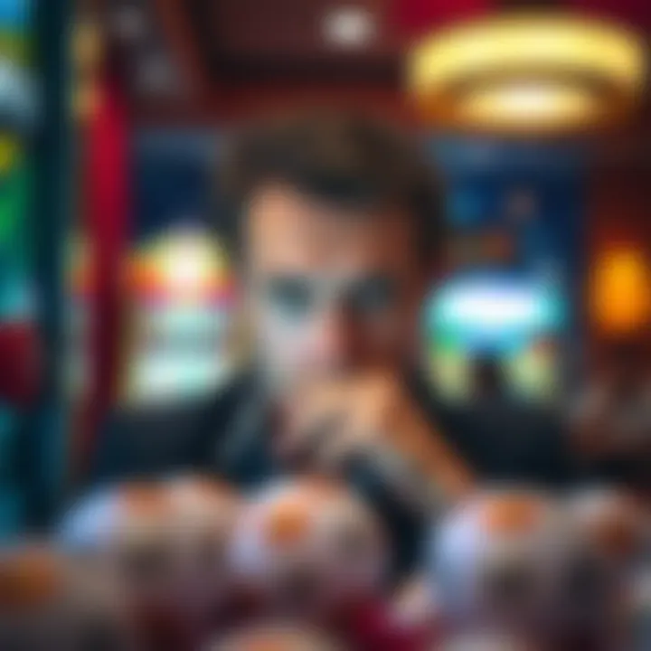 A player with an intense focus on a bingo game