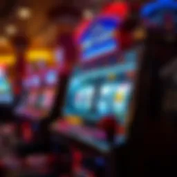 A classic casino slot machine with spinning reels